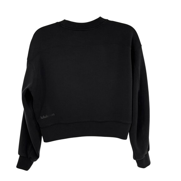 Lululemon Perfectly Oversized Cropped Crew Softstreme Black Womens 2 Sweatshirt - Picture 3 of 9